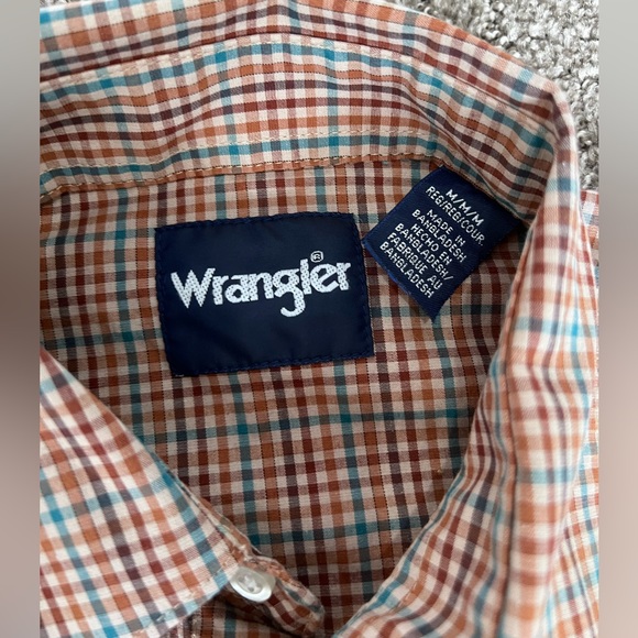 Wrangler Checkered Long Sleeve Pearl Snap Shirt Men’s Size Medium - Picture 5 of 9